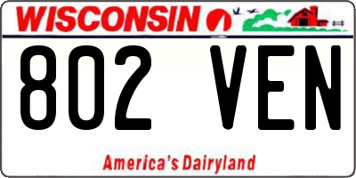 WI license plate 802VEN