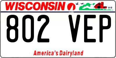 WI license plate 802VEP