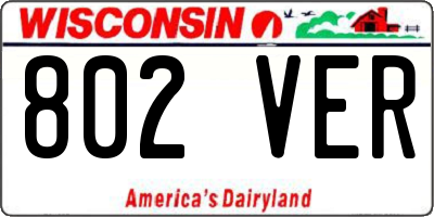 WI license plate 802VER