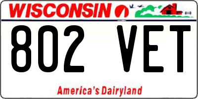 WI license plate 802VET
