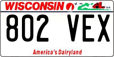 WI license plate 802VEX