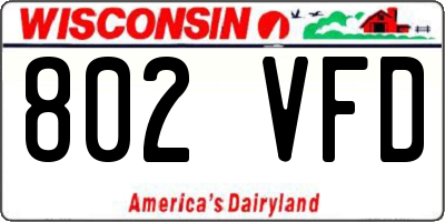WI license plate 802VFD