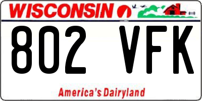 WI license plate 802VFK