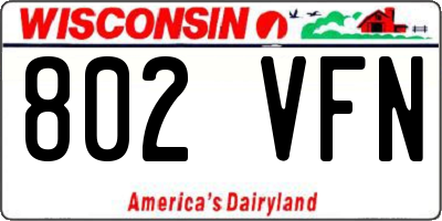 WI license plate 802VFN