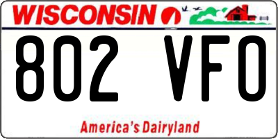 WI license plate 802VFO
