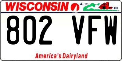 WI license plate 802VFW