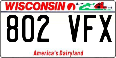 WI license plate 802VFX