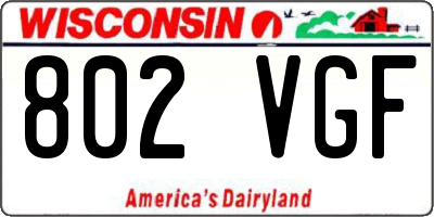 WI license plate 802VGF
