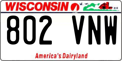 WI license plate 802VNW