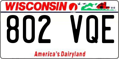 WI license plate 802VQE