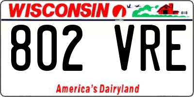 WI license plate 802VRE