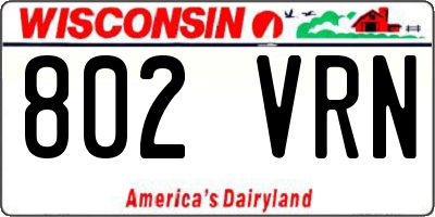 WI license plate 802VRN