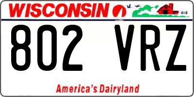 WI license plate 802VRZ