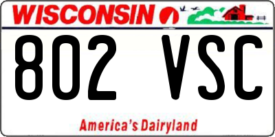 WI license plate 802VSC