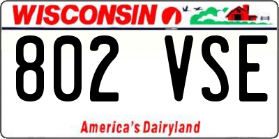 WI license plate 802VSE