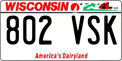 WI license plate 802VSK