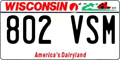WI license plate 802VSM