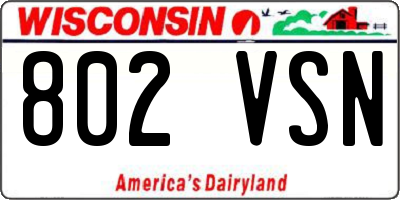 WI license plate 802VSN