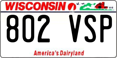 WI license plate 802VSP