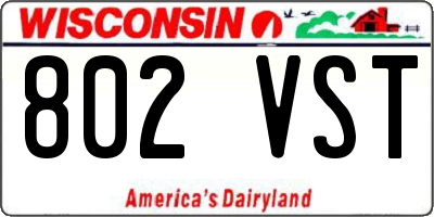 WI license plate 802VST