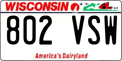 WI license plate 802VSW