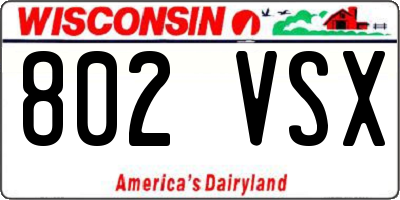 WI license plate 802VSX
