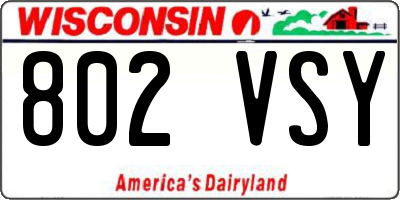 WI license plate 802VSY