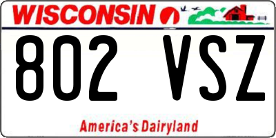 WI license plate 802VSZ