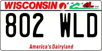 WI license plate 802WLD