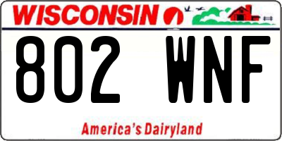 WI license plate 802WNF