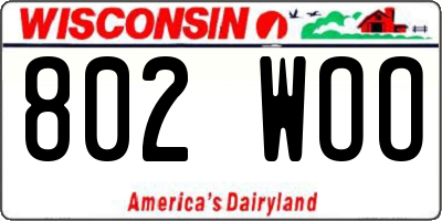 WI license plate 802WOO