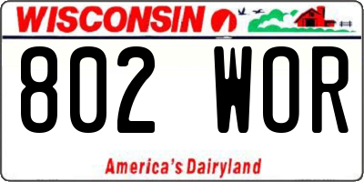 WI license plate 802WOR