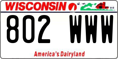 WI license plate 802WWW