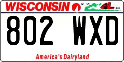 WI license plate 802WXD
