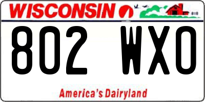 WI license plate 802WXO