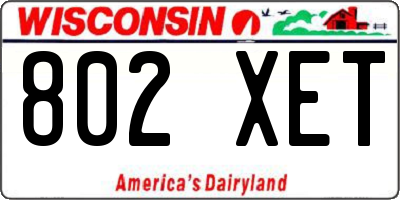 WI license plate 802XET