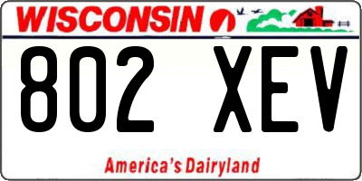 WI license plate 802XEV