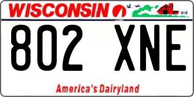WI license plate 802XNE