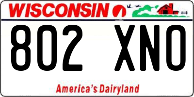 WI license plate 802XNO