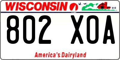 WI license plate 802XOA
