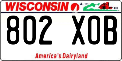 WI license plate 802XOB