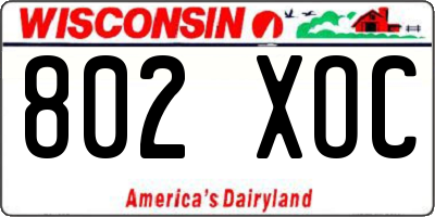 WI license plate 802XOC