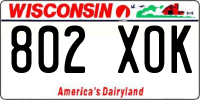 WI license plate 802XOK