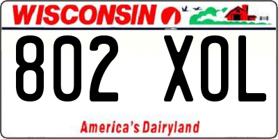 WI license plate 802XOL