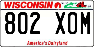 WI license plate 802XOM