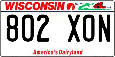 WI license plate 802XON