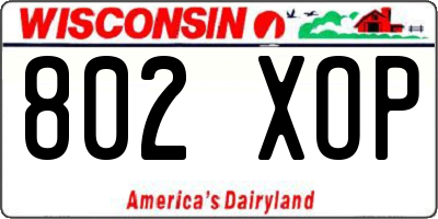 WI license plate 802XOP