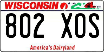 WI license plate 802XOS