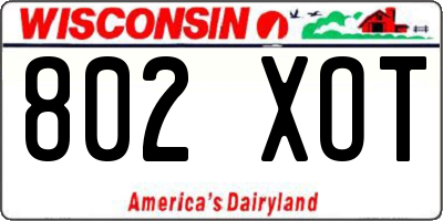 WI license plate 802XOT
