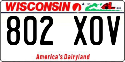 WI license plate 802XOV